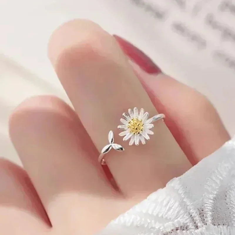 Кольцо Женское Chic Fresh Daisy Opening Ring Lady Delicate Flower Gift Everyday Jewelry For Teen Girls Accessories For Women