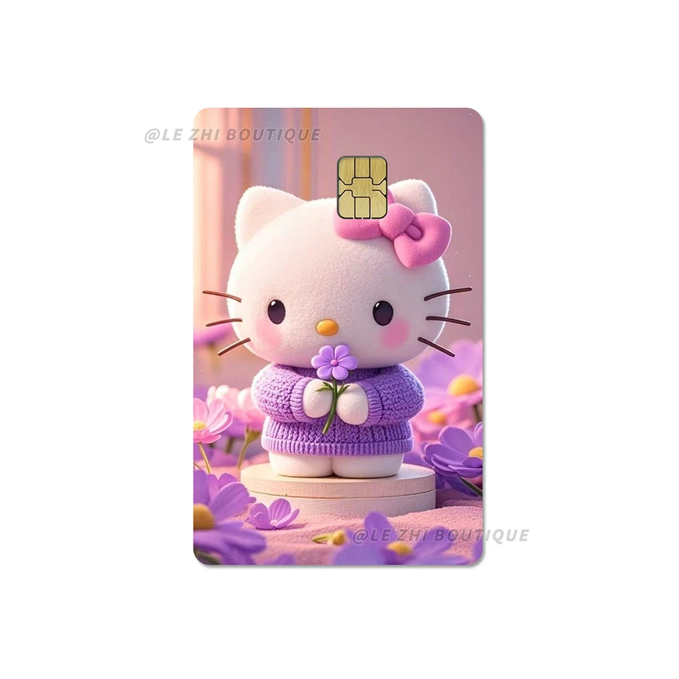 Anime Cartoon Sanrio Hello Kitty Credit Card Stickers Kawaii Waterproof Bank Card Bus Metro Sticker Decoration Girls Accessories