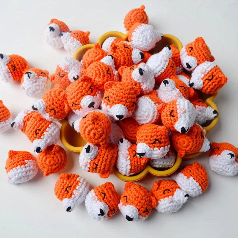 5pc Crochet Beads Animal Rabbit Chewable Beads DIY Wooden Teething Knitting Beads Jewelry Crib Sensory Toy Baby Teether