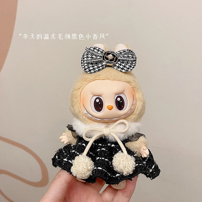 New Doll Clothes Pendant Set LABUBU sitting party clothes Bear Hat Love Sweater Set DIY Doll Accessories Fun Cute Baby Clothes