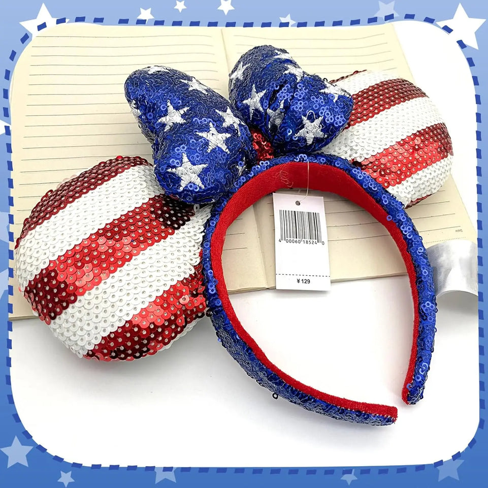 Minnie Mouse Ear Headband For Women Disneyland Headband Mickey Adult/Child Ears Leather Plush Sequin Cosplay Girls Accessories