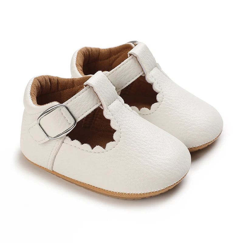 Baby Shoes Girls' Newborn White Series Forefoot Shoes PU Leather Flat Bottom Soft Sole Baby Shoes Bow Baby Princess Shoes
