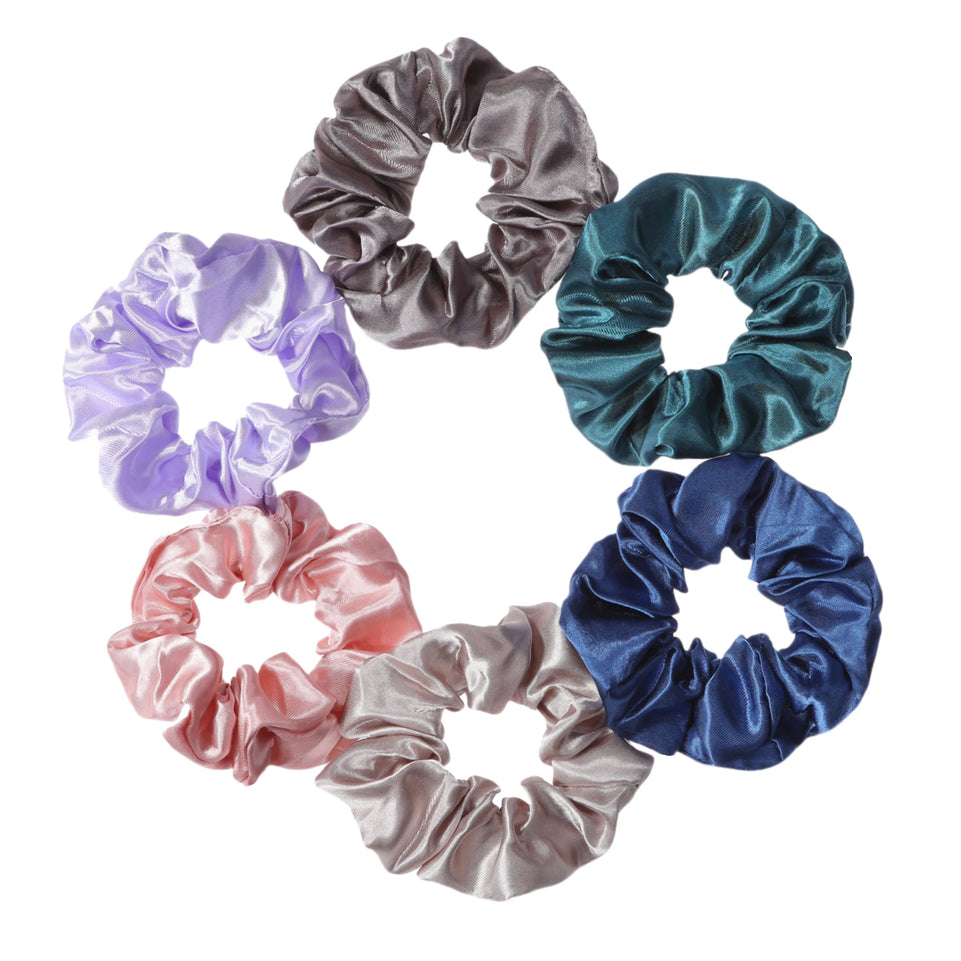 6pcs/lot Hair Scrunchies Bands Scrunchy Ties Ropes Ponytail Holder for Women or Girls Accessories Satin Headwear Solid 100 Color