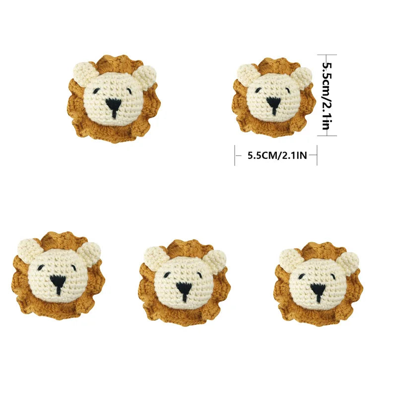 5pc Crochet Beads Animal Rabbit Chewable Beads DIY Wooden Teething Knitting Beads Jewelry Crib Sensory Toy Baby Teether