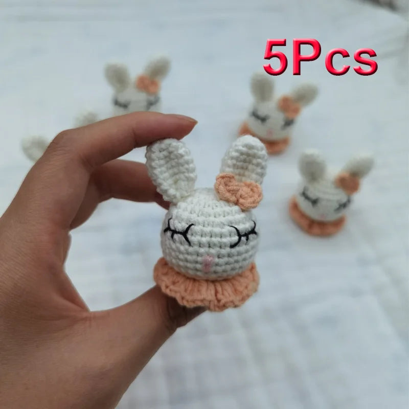 5pc Crochet Beads Animal Rabbit Chewable Beads DIY Wooden Teething Knitting Beads Jewelry Crib Sensory Toy Baby Teether