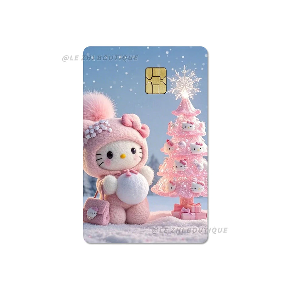 Anime Cartoon Sanrio Hello Kitty Credit Card Stickers Kawaii Waterproof Bank Card Bus Metro Sticker Decoration Girls Accessories