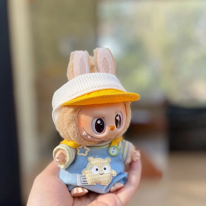 New Doll Clothes Pendant Set LABUBU sitting party clothes Bear Hat Love Sweater Set DIY Doll Accessories Fun Cute Baby Clothes