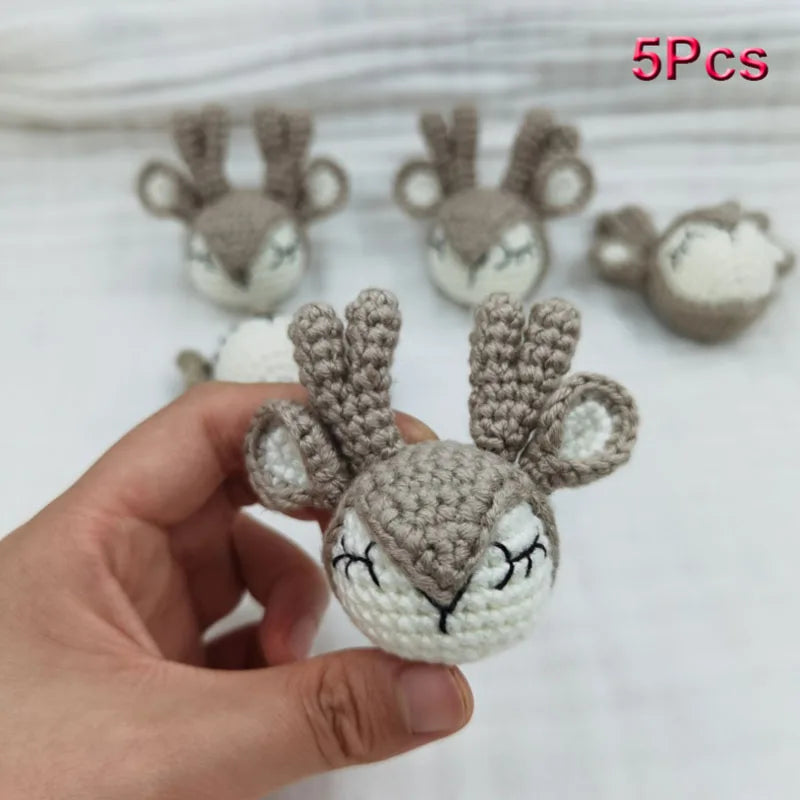 5pc Crochet Beads Animal Rabbit Chewable Beads DIY Wooden Teething Knitting Beads Jewelry Crib Sensory Toy Baby Teether