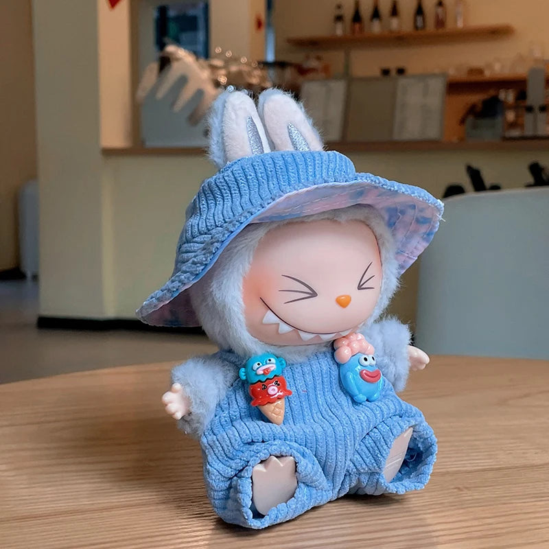 New Doll Clothes Pendant Set LABUBU sitting party clothes Bear Hat Love Sweater Set DIY Doll Accessories Fun Cute Baby Clothes