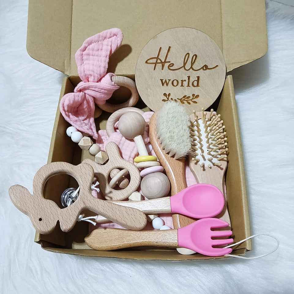 10 Pieces Of Personalized Name Newborn Bath Toy Gift Set 0-12 Months Old Baby Rattle Toy Baby Boy Girl Birth Name Plate Gift Set