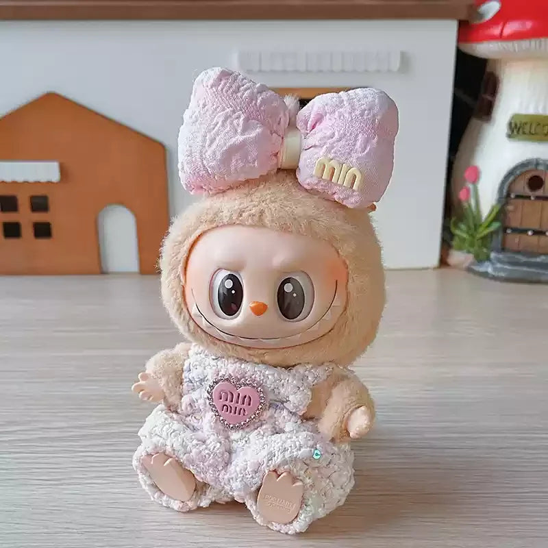New Doll Clothes Pendant Set LABUBU sitting party clothes Bear Hat Love Sweater Set DIY Doll Accessories Fun Cute Baby Clothes