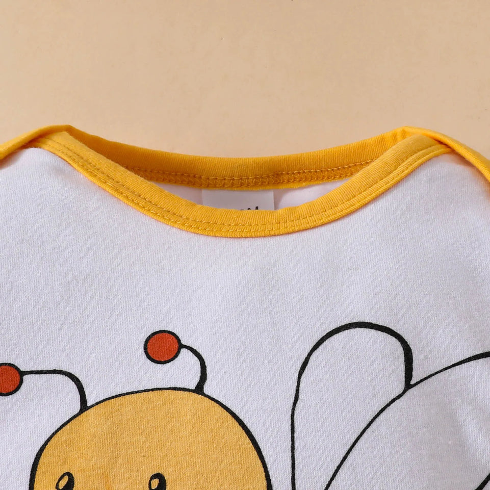 Infant Baby Clothes Sets Boys Girls Long Sleeve Cartoon Prints Romper Bodysuit Striped Pants Hat 3Pieces Outfits Baby Clothing