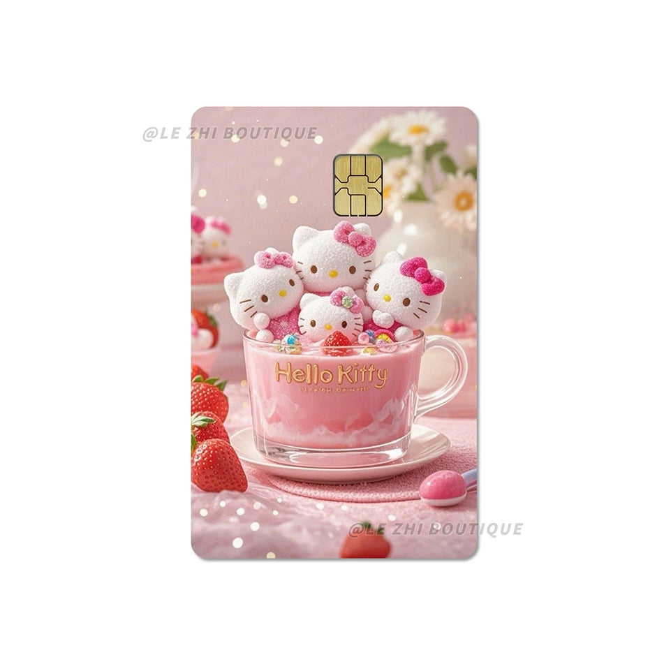 Anime Cartoon Sanrio Hello Kitty Credit Card Stickers Kawaii Waterproof Bank Card Bus Metro Sticker Decoration Girls Accessories
