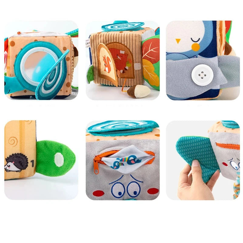 Activity Sensory Building Block Crib Stroller Hanging Toys Soft Cloth Cube Educational Baby Toy Baby Plush Rattles Mobiles Toys