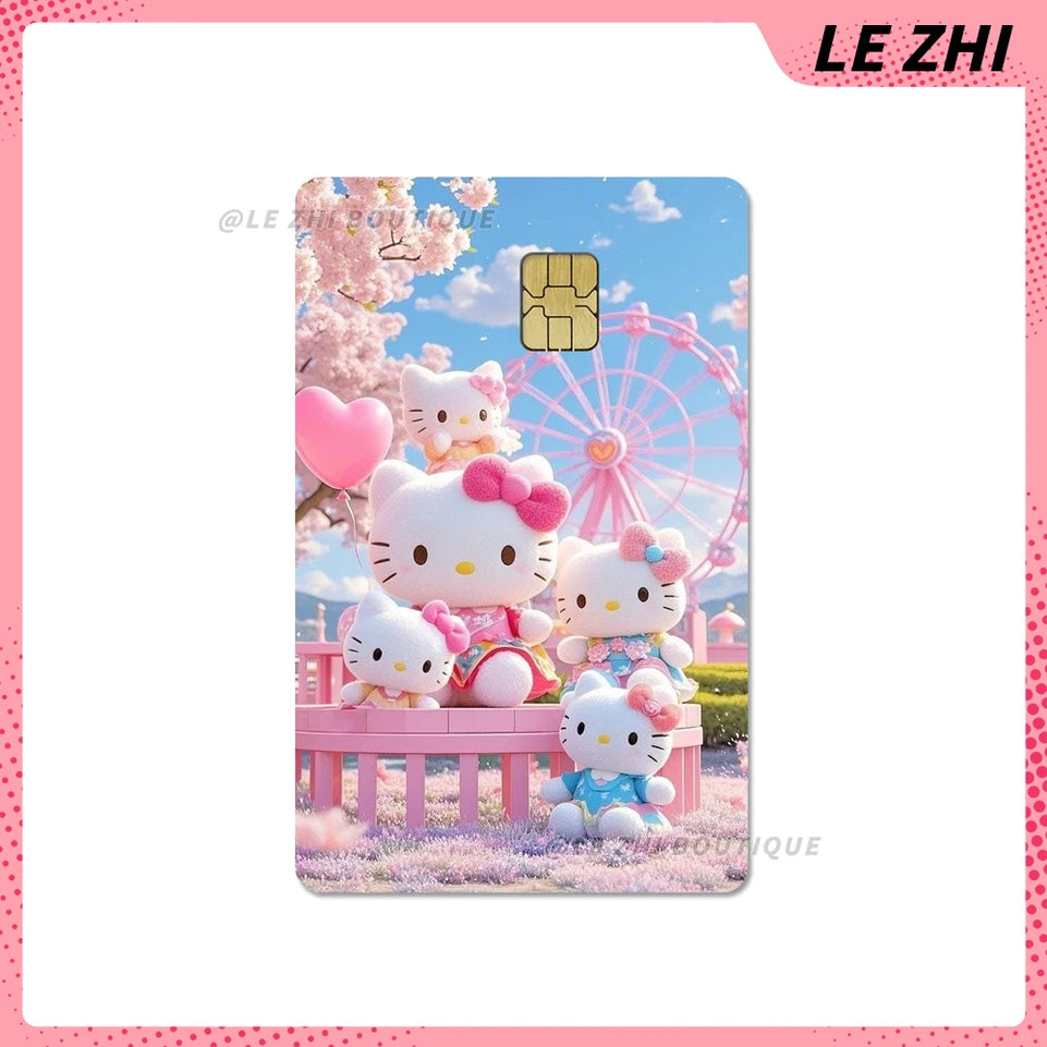 Anime Cartoon Sanrio Hello Kitty Credit Card Stickers Kawaii Waterproof Bank Card Bus Metro Sticker Decoration Girls Accessories