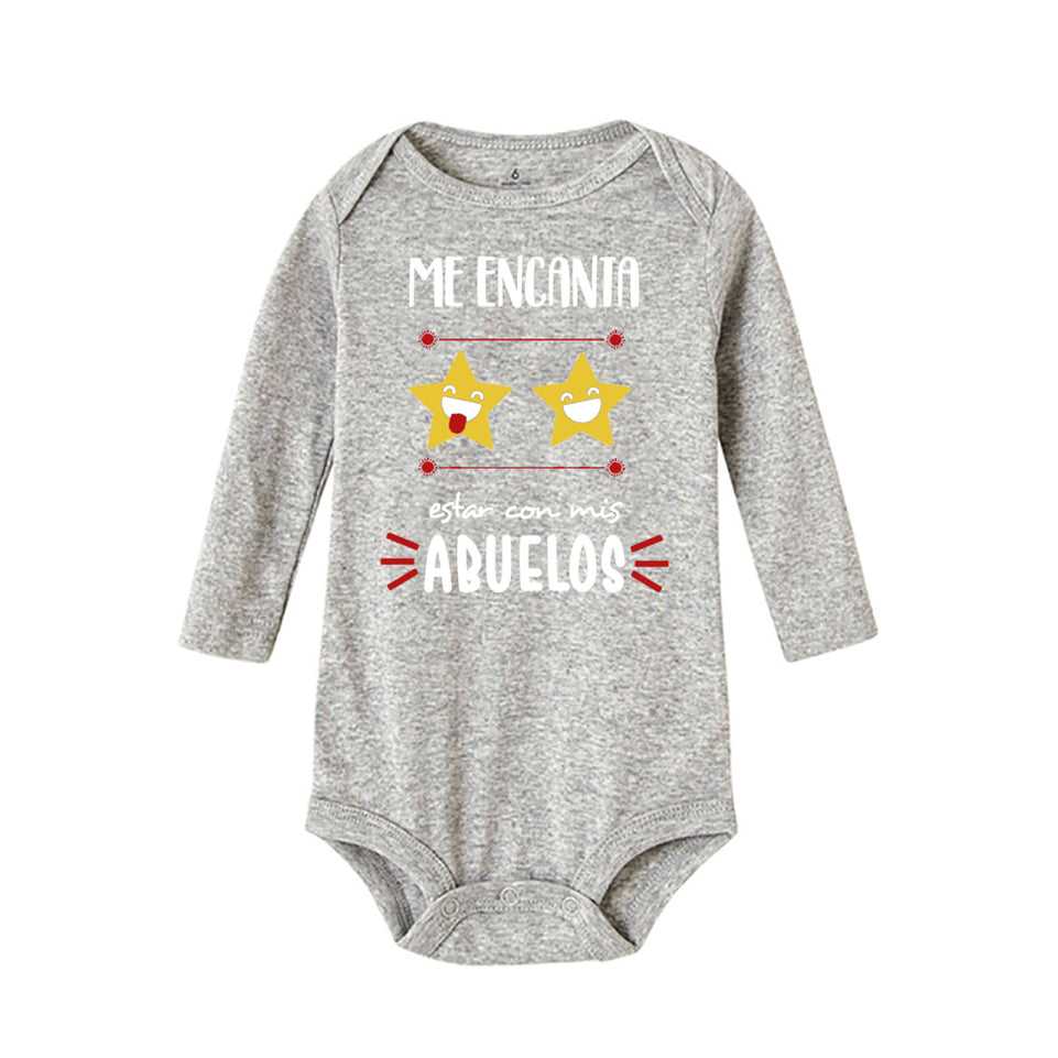 Baby Romper I Enjoy Being with My Grandparents Print Infant Bodysuit Toddler Long Sleeve Rompers Boy Girl Cute Clothes Baby Gift