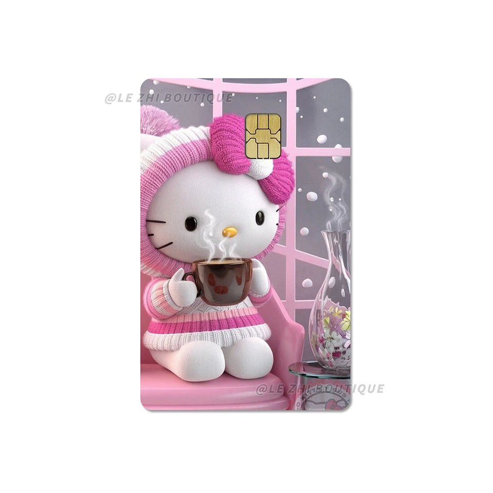 Anime Cartoon Sanrio Hello Kitty Credit Card Stickers Kawaii Waterproof Bank Card Bus Metro Sticker Decoration Girls Accessories