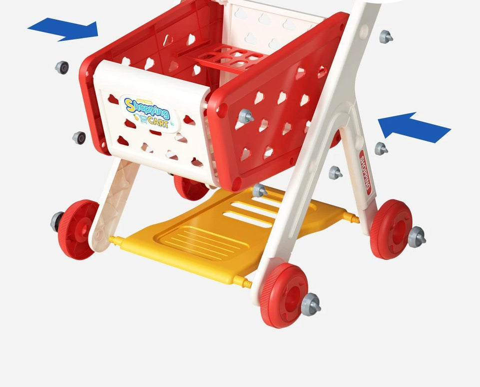 Shopping cart toy baby small trolley children play house fruit cut music kitchen supermarket men and girls Early Education toys