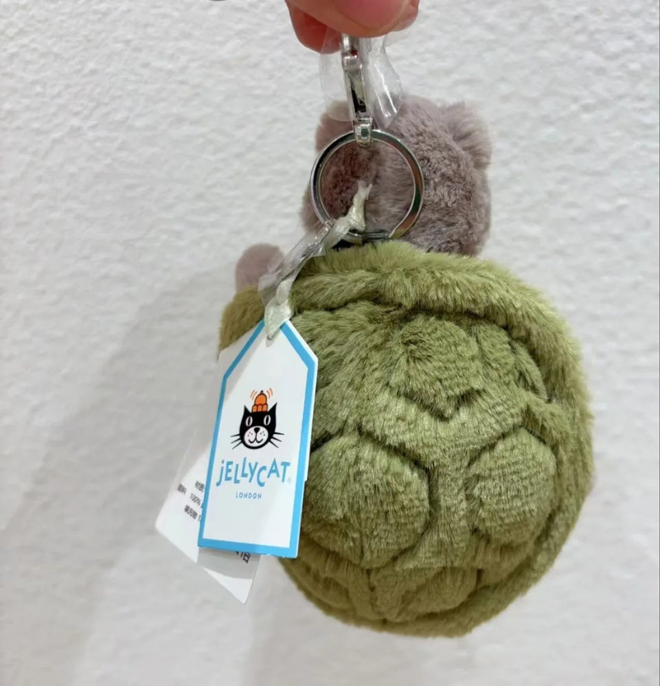Original Jellycat Mr Timmy Turtle Pendant Keychain Cute Girl Bag Doll Plush Toy Key Ring Cute Turtle Plush Toy Baby Doll Gifts