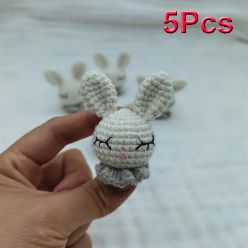 5pc Crochet Beads Animal Rabbit Chewable Beads DIY Wooden Teething Knitting Beads Jewelry Crib Sensory Toy Baby Teether