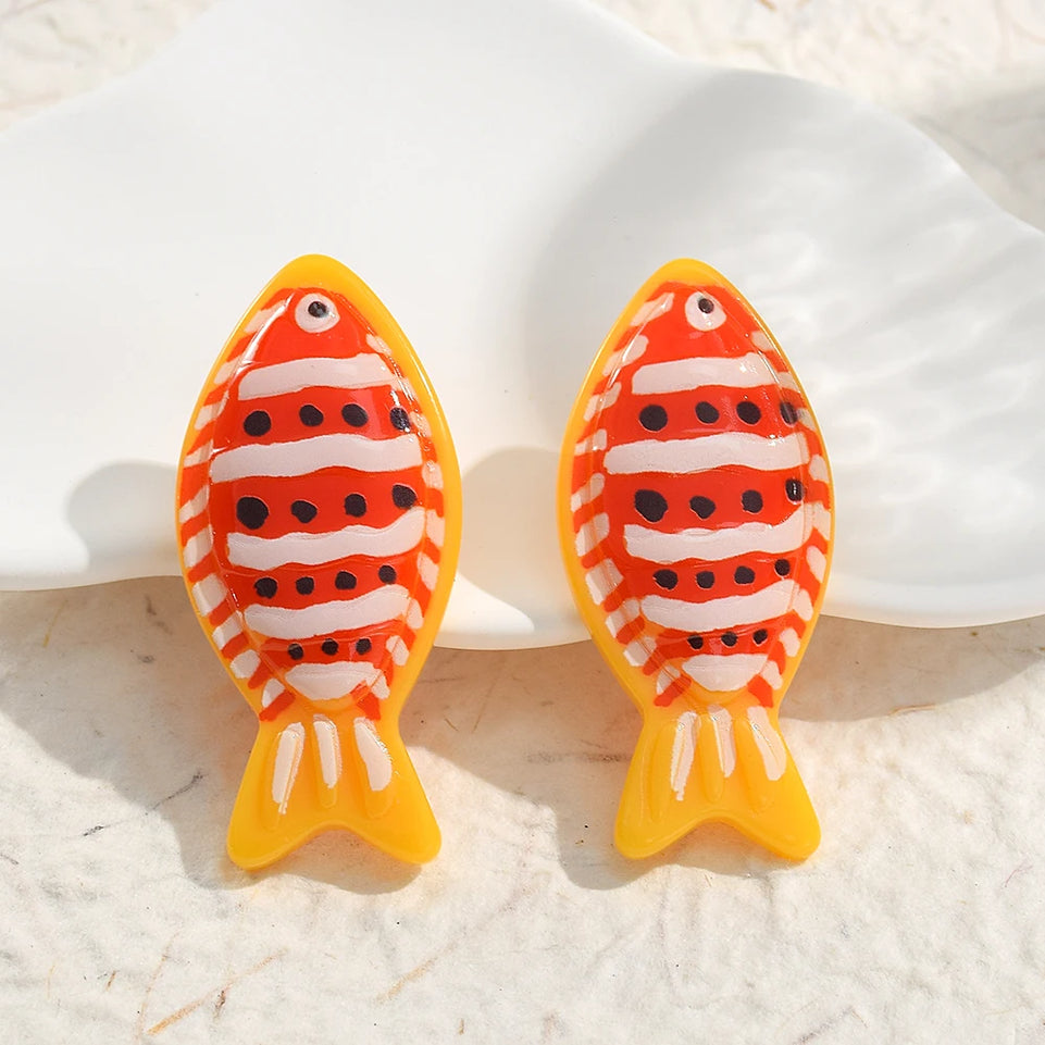 New Lovely Resin Earrings For Women Lovely Fish Acrylic Animal Drop Earring Girls Accessories