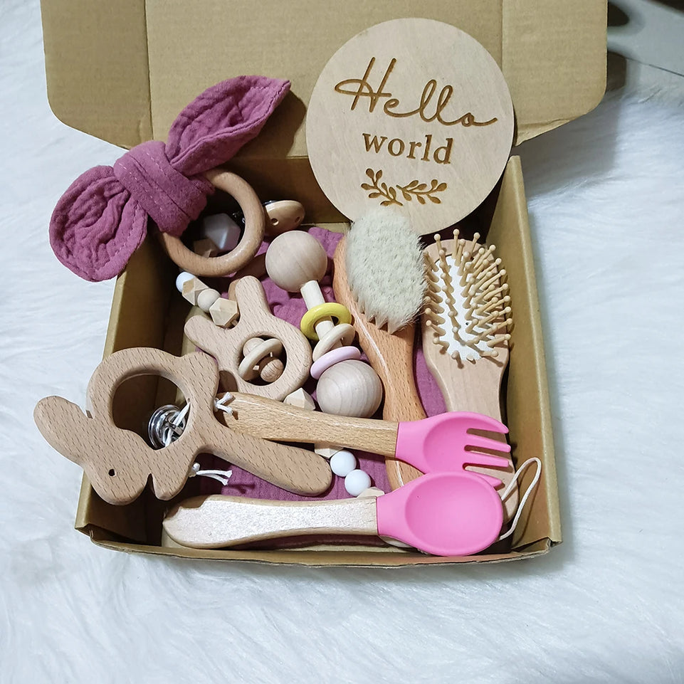 10 Pieces Of Personalized Name Newborn Bath Toy Gift Set 0-12 Months Old Baby Rattle Toy Baby Boy Girl Birth Name Plate Gift Set