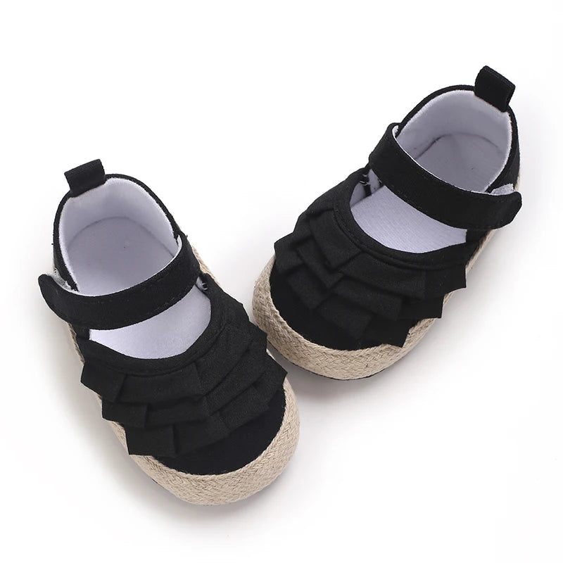 Newborn Baby Shoes Girls' Baby Baby Shoes Princess Flower Baby Cotton Sole First Walking Shoes For 0-18 Months