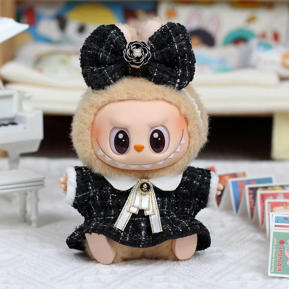 New Doll Clothes Pendant Set LABUBU sitting party clothes Bear Hat Love Sweater Set DIY Doll Accessories Fun Cute Baby Clothes