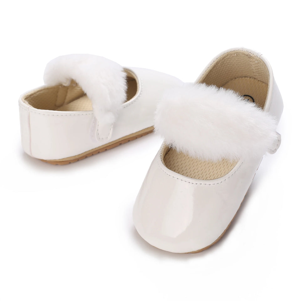 Baby Shoes Girls' Newborn White Series Forefoot Shoes PU Leather Flat Bottom Soft Sole Baby Shoes Bow Baby Princess Shoes