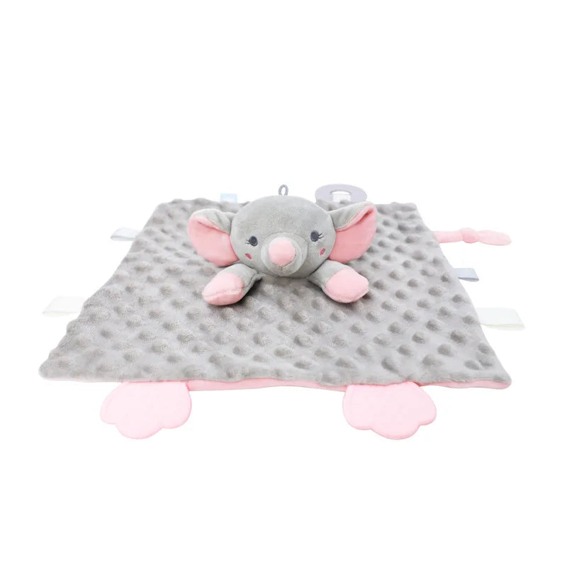 Personalized Baby Security Blanket Teether Plush Stuffed Toy Custom Blanket Comforter Bunny Elephant Soothe Appease Baby Gift