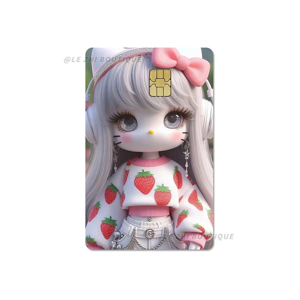 Anime Cartoon Sanrio Hello Kitty Credit Card Stickers Kawaii Waterproof Bank Card Bus Metro Sticker Decoration Girls Accessories