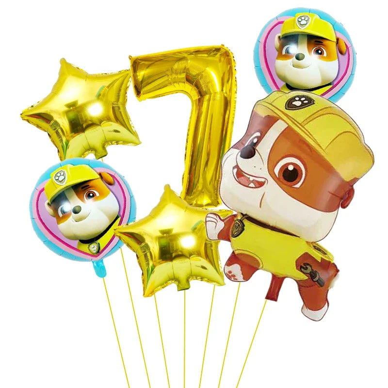 6pcs Cartoon Paw Patrol Theme Foil Balloon Number Balloon Childrens Birthday Party Decoration Baby Gift Party Chase Skye Balloon