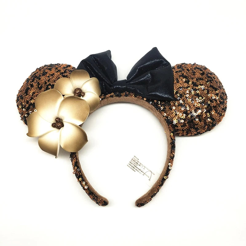 Minnie Mouse Ear Headband For Women Disneyland Headband Mickey Adult/Child Ears Leather Plush Sequin Cosplay Girls Accessories