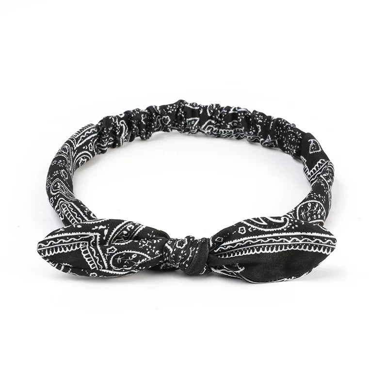 Paisley Bandana Hairbands Cute Rabbit Ear Turban Headwrap Hair Band Girls Accessories Fashion Top Knotted Bow Headband for Women
