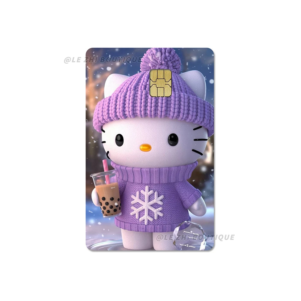 Anime Cartoon Sanrio Hello Kitty Credit Card Stickers Kawaii Waterproof Bank Card Bus Metro Sticker Decoration Girls Accessories