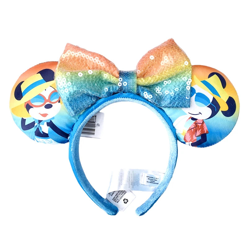 Minnie Mouse Ear Headband For Women Disneyland Headband Mickey Adult/Child Ears Leather Plush Sequin Cosplay Girls Accessories