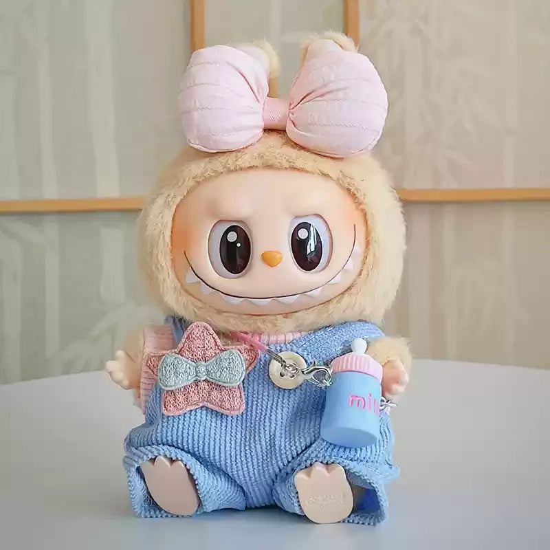 New Doll Clothes Pendant Set LABUBU sitting party clothes Bear Hat Love Sweater Set DIY Doll Accessories Fun Cute Baby Clothes