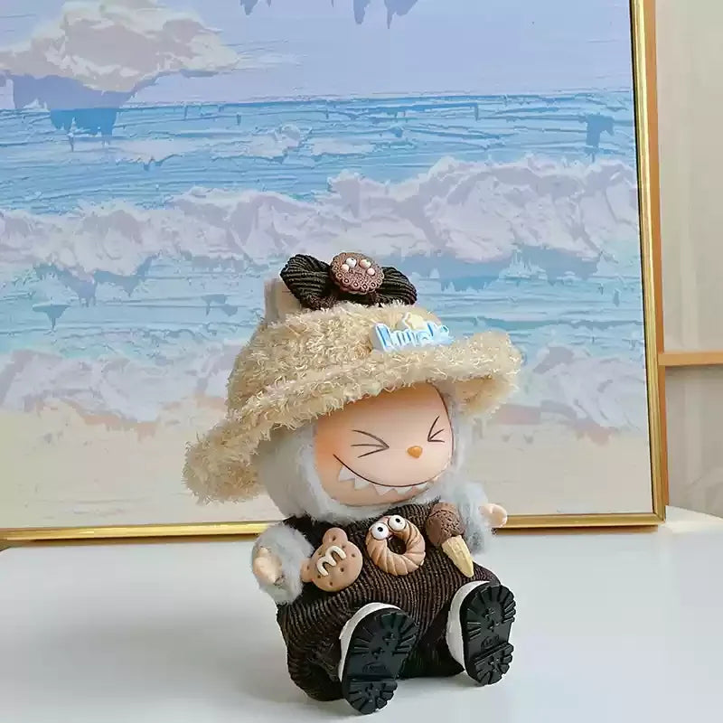 New Doll Clothes Pendant Set LABUBU sitting party clothes Bear Hat Love Sweater Set DIY Doll Accessories Fun Cute Baby Clothes