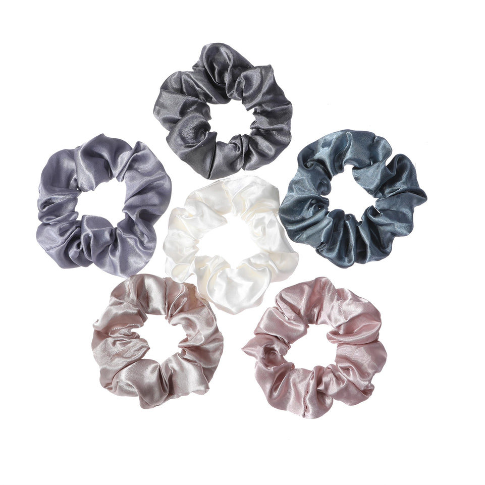 6pcs/lot Hair Scrunchies Bands Scrunchy Ties Ropes Ponytail Holder for Women or Girls Accessories Satin Headwear Solid 100 Color