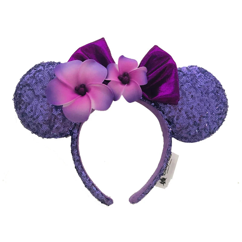 Minnie Mouse Ear Headband For Women Disneyland Headband Mickey Adult/Child Ears Leather Plush Sequin Cosplay Girls Accessories