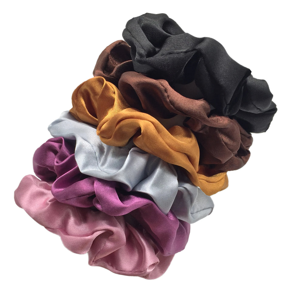 6pcs/lot Hair Scrunchies Bands Scrunchy Ties Ropes Ponytail Holder for Women or Girls Accessories Satin Headwear Solid 100 Color