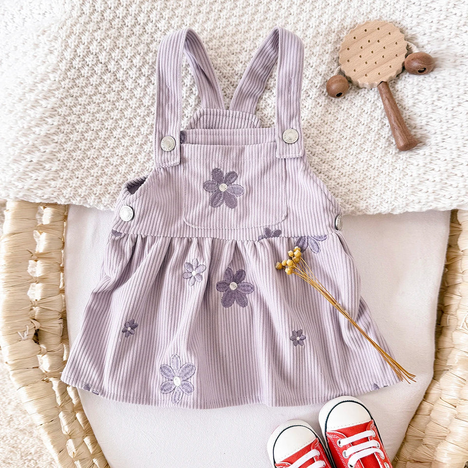 Ins Baby Clothes Girls Denim Dresses Flowers Embroidery Strap Skirt Infant Kids' Dresses One-piece Overall 2 Years Girl Clothes