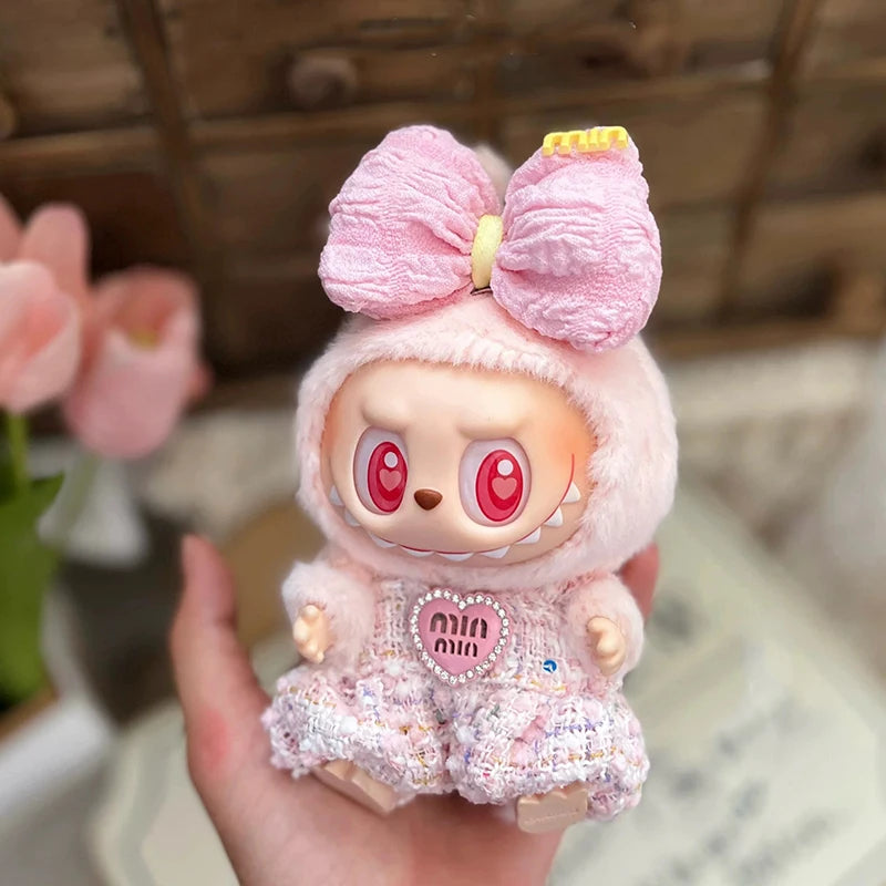 New Doll Clothes Pendant Set LABUBU sitting party clothes Bear Hat Love Sweater Set DIY Doll Accessories Fun Cute Baby Clothes