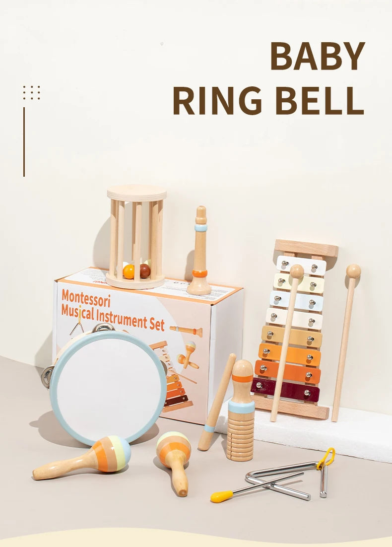 Baby Handheld Bell, Ringing Instrument, Early Childhood Education, Soothing Bed Bell, Wooden Gripping, Chewing Toy baby gift