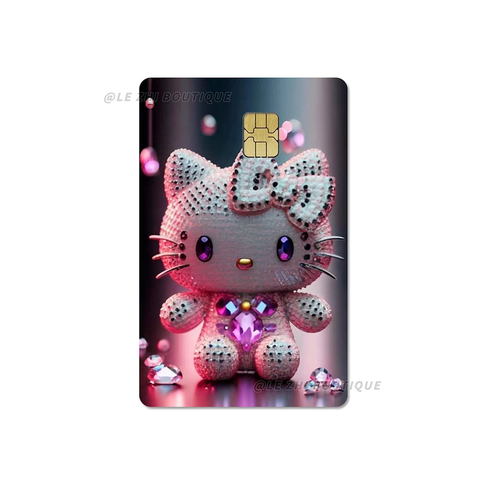 Anime Cartoon Sanrio Hello Kitty Credit Card Stickers Kawaii Waterproof Bank Card Bus Metro Sticker Decoration Girls Accessories