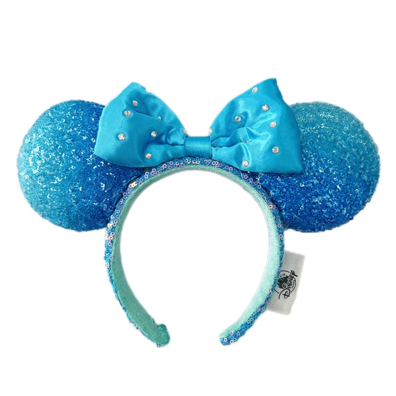 Minnie Mouse Ear Headband For Women Disneyland Headband Mickey Adult/Child Ears Leather Plush Sequin Cosplay Girls Accessories