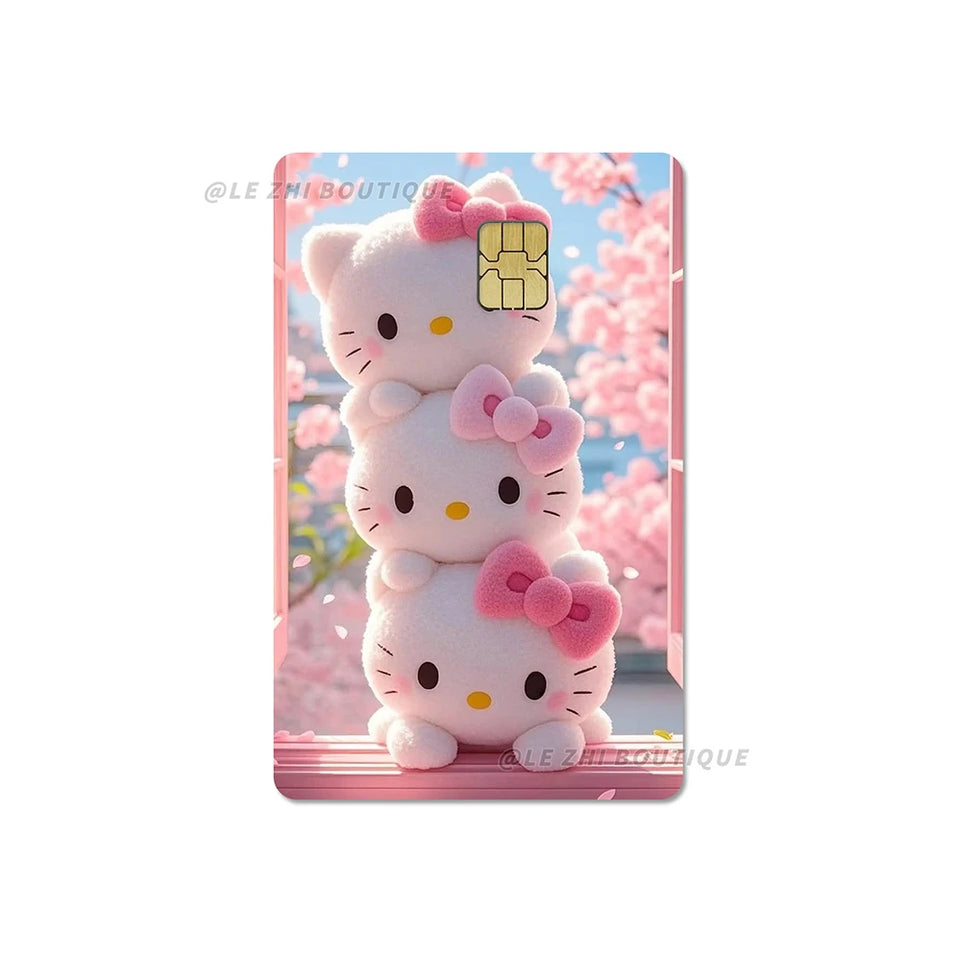 Anime Cartoon Sanrio Hello Kitty Credit Card Stickers Kawaii Waterproof Bank Card Bus Metro Sticker Decoration Girls Accessories