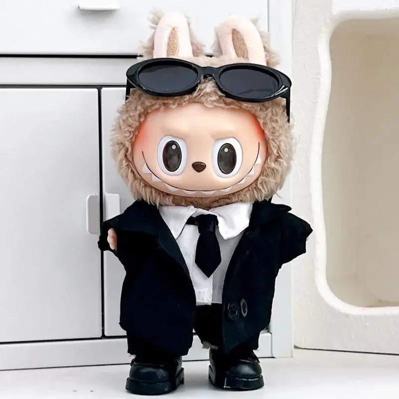 For 17 cm Ropa labubu v1/v2/v3 baby clothes outfit cool suit sunglasses suit doll doll wearing for labubu accessories