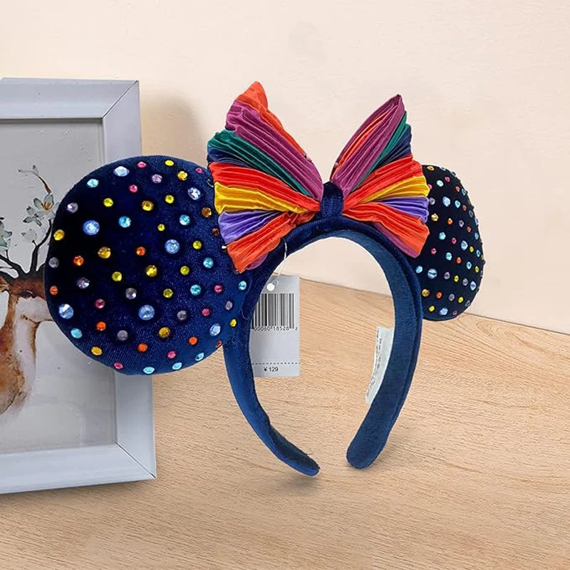 Minnie Mouse Ear Headband For Women Disneyland Headband Mickey Adult/Child Ears Leather Plush Sequin Cosplay Girls Accessories