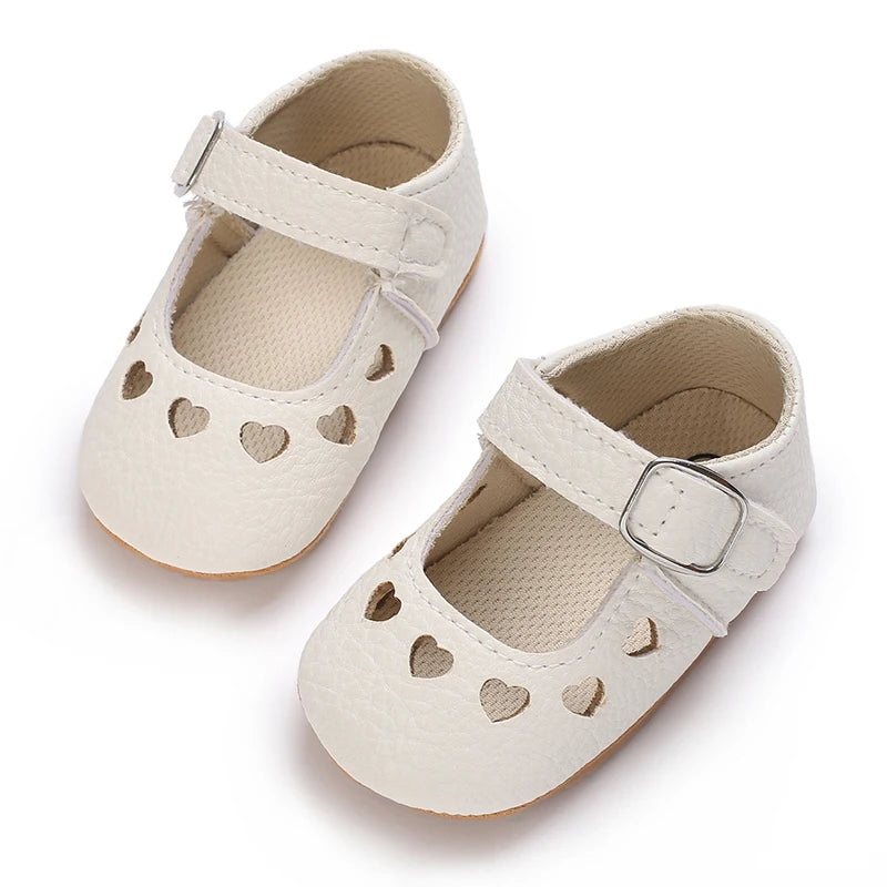 Baby Shoes Girls' Newborn White Series Forefoot Shoes PU Leather Flat Bottom Soft Sole Baby Shoes Bow Baby Princess Shoes